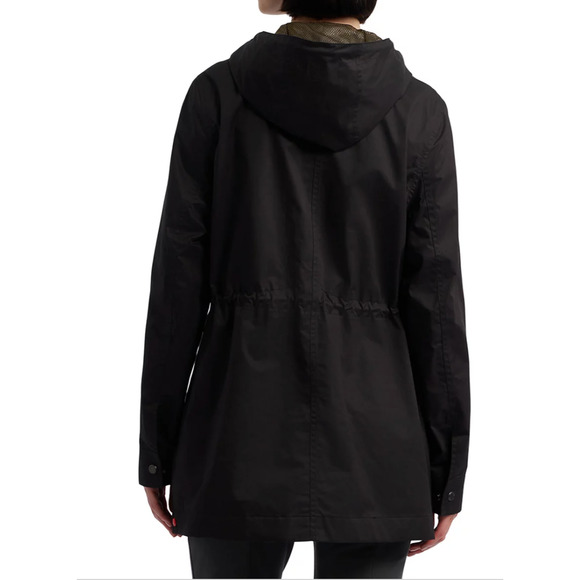 HUNTER Women's XS Cotton Smock Hooded Rain Jacket Water Resistant BLACK - Picture 4 of 11